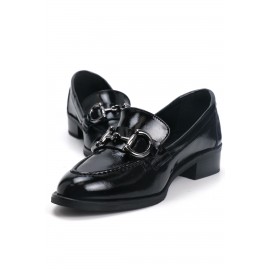 OZ DOROTHY Siyah Rugan Kadın Deri Loafer KDK 500