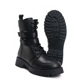 OZ DOROTHY Siyah Kemer Detaylı Kadın Deri Bot KPURE-011101