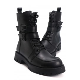 OZ DOROTHY Siyah Kemer Detaylı Kadın Deri Bot KPURE-011101