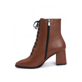 OZ DOROTHY Taba Bağcıklı Kadın Deri Bot KERCN-00111