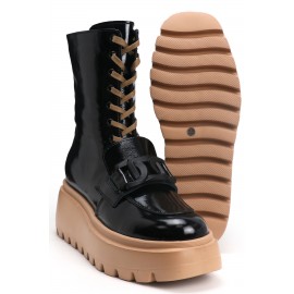 OZ DOROTHY Siyah Rugan Kadın Deri Bot Kdk-11215 KDK-11215