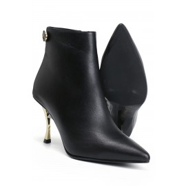 Siyah Topuk Detaylı Kadın Deri Bot