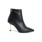 Siyah Topuk Detaylı Kadın Deri Bot
