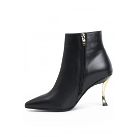 Siyah Topuk Detaylı Kadın Deri Bot