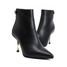 Siyah Topuk Detaylı Kadın Deri Bot