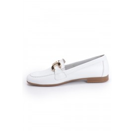 Beyaz Kadın Deri Loafer 