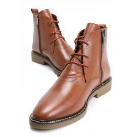 Hakiki Deri Taba Rengi Kadın Bot